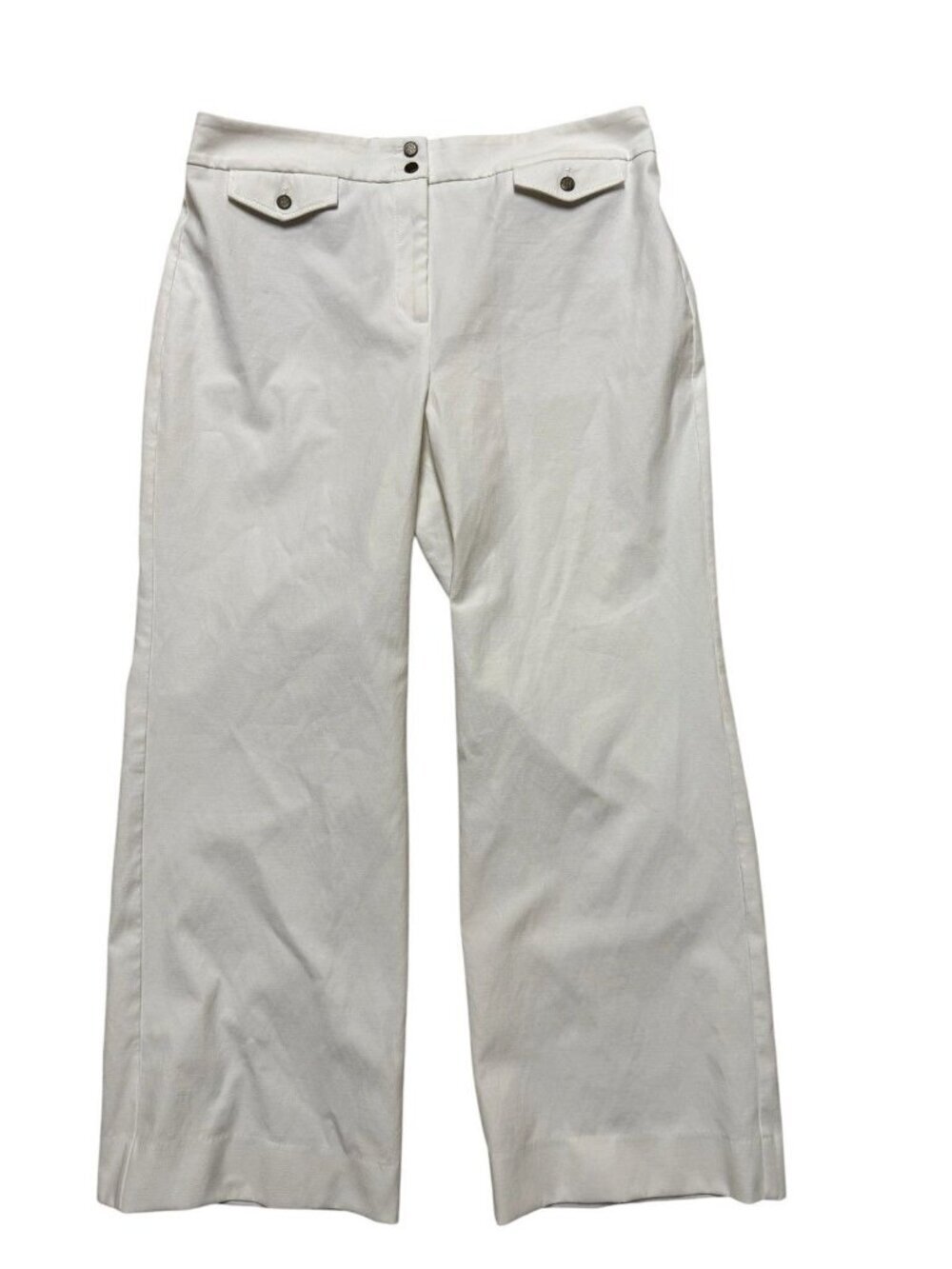 Talbots White Crop Pants Women’s Size 16 Stretch Wide Leg Summer